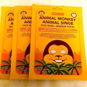👀4/$25 Spatherapy 3 Animal Monkey Face Masks Hydrating with Coconut & Argan Oil